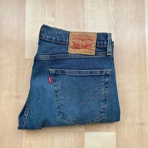 Levi's Blue Straight Jeans with Leather Patch and Red Tag